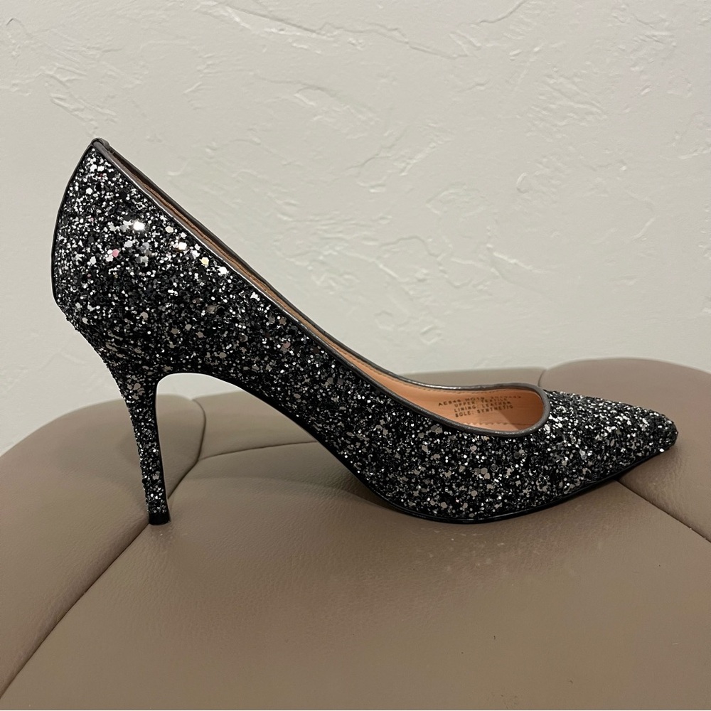 J. Crew Elsie Pumps in Gunmetal Glitter Formal Party Heels Size 9.5 - Picture 4 of 12